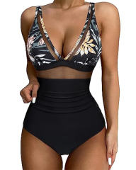 V-neck Monokini Beachwear Swimsuit Vintage Bathing Suit Bathers Beach Wear PQ2411