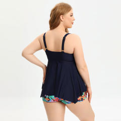Plus Size Floral Print Tankini Women Vintage Oversize Swimsuit PQ-GM2323
