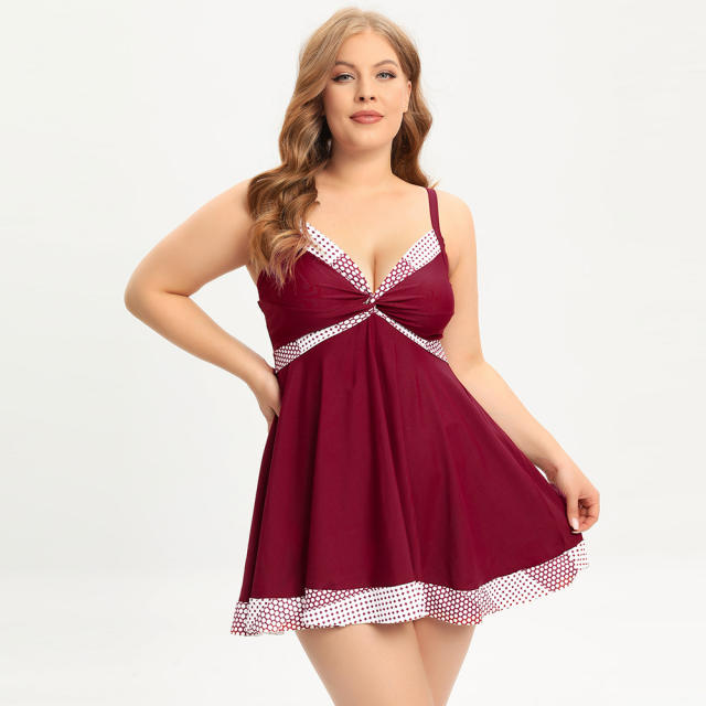 Woman Vintage Beachwear Wholesale Polka Dot Swimming Dresses PQ-GM2301
