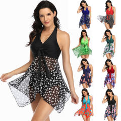 Wholesale Floral Swimming Dress Woman Vintage Beachwear Swimwear PQ-YDA20102