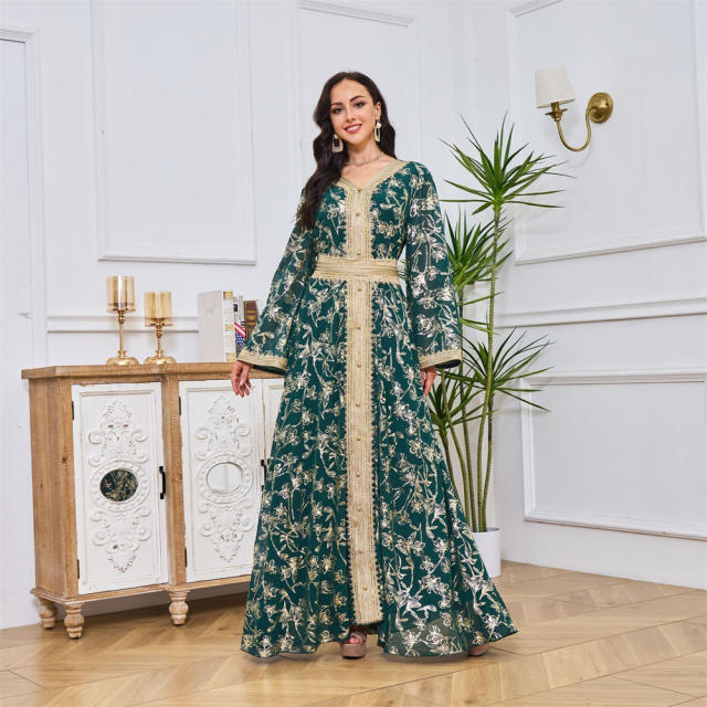 Dubai Embroidered Cocktail Dresses Muslim Evening Dress For Women PQ-MT084
