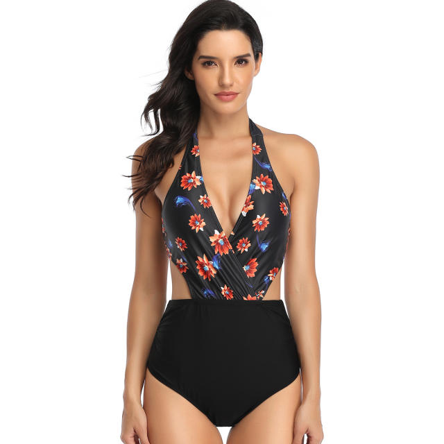 Wholesale Monokini One Piece Swimsuit Vintage V-neck Beachwear PQ-YDA19010