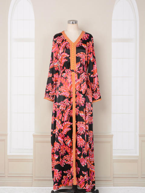 Dubai Printing Evening Dresses Muslim Cocktail Dress For Women PQ-MT088