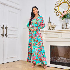 Dubai Printing Evening Dresses Muslim Cocktail Dress For Women PQ-MT088