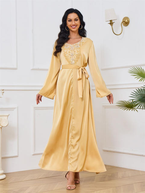 Muslim Cocktail Dress For Women Dubai Sequin Evening Dresses PQ-MT028
