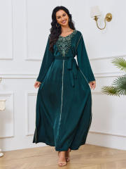 Muslim Cocktail Dress For Women Dubai Sequin Evening Dresses PQ-MT028