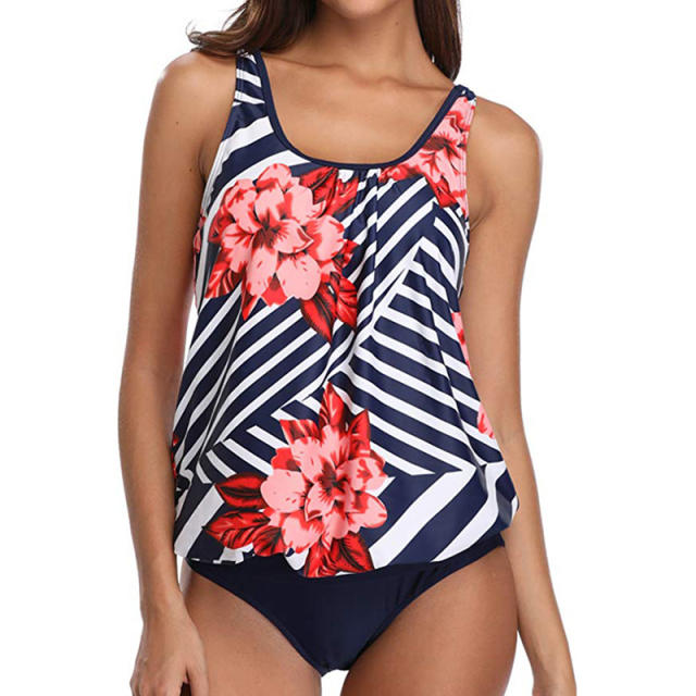 Floral Print Tankini For Women Swimwear Vintage Wholesale Swimsuit PQ1040