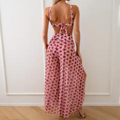 3PCS Push Up Bikinis With Skirt Wholesale Women Halter Swimwear PQ2419
