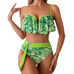 Color-blocked Swimsuit Dopamine Nylon Bikini Women Wholesale Swimwear PQ2401