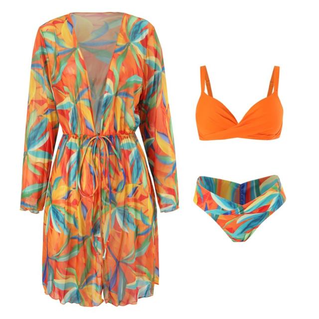 3PCS Wholesale Bikinis with Smock Skirt Women Low Waist Swimwear PQ2420B