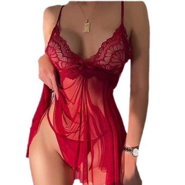 Wholesale Valentine Lace Sleepwear Babydoll Lingerie For Women PQ5218