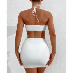 3PCS Floral Bikinis With Skirt Wholesale Women Bandeau Swimwear PQ1664