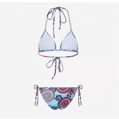 Wholesale Vintage Print Triangle Bikini Women Low Waist Swimwear PQ9774