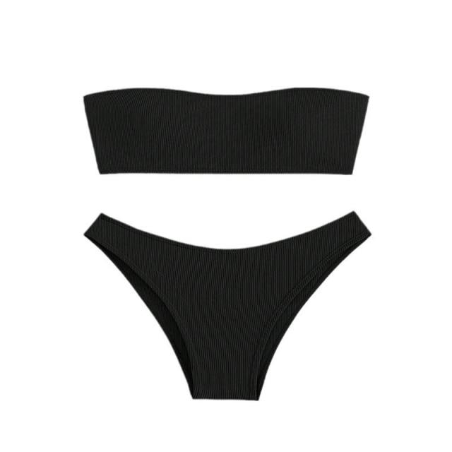 Solid Color Bandeau Bikinis Wholesale Women Swimwear PQ1508