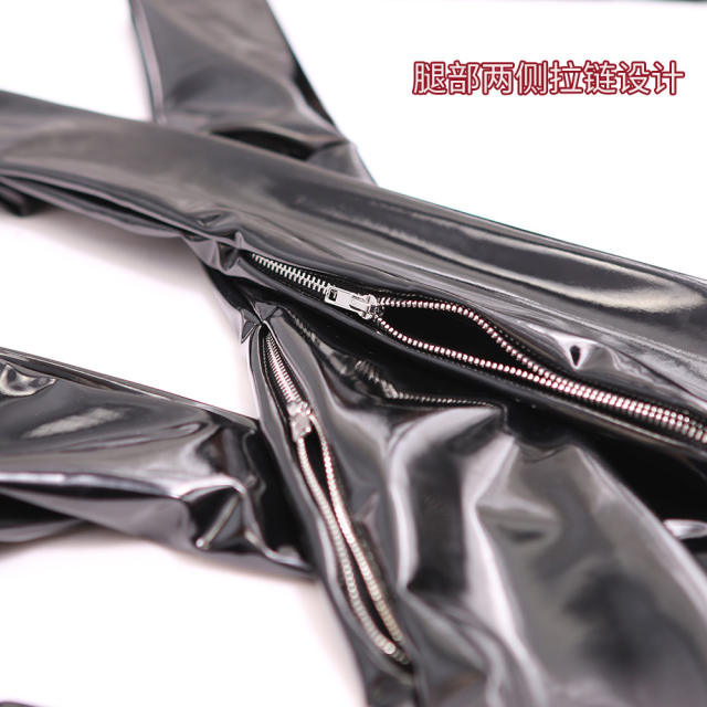Woman Wetlook Latex Ammonia Jumpsuit Wholesale PU Catsuit PQ-GQ31