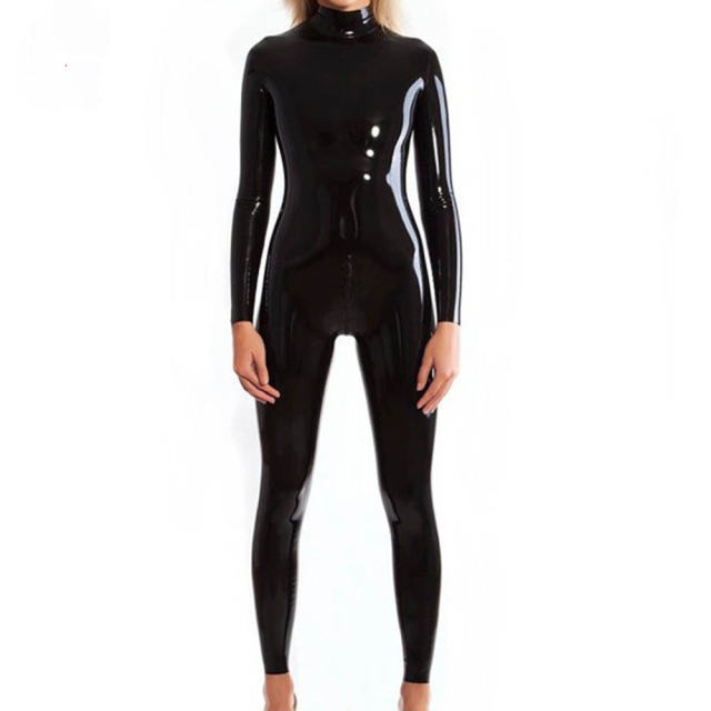 Woman Wetlook Rubber Catsuit Wholesale Latex Ammonia Jumpsuit PQ-GQ27