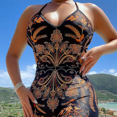 Floral Vintage Monokini One Piece Swimsuit Woman Wholesale Beachwear PQ234670