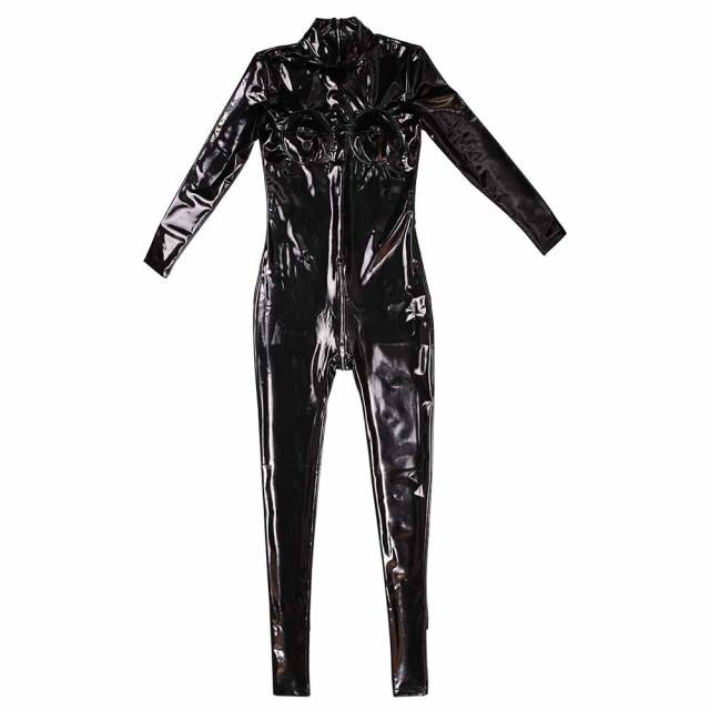 Woman Wetlook Rubber Catsuit Wholesale Latex Ammonia Jumpsuit PQ-GQ27
