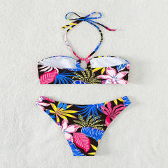 Wholesale Floral Print Bikinis For Women Low Waist Halter Swimwear PQ231365