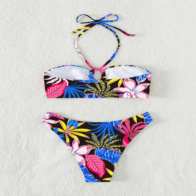 Wholesale Floral Print Bikinis For Women Low Waist Halter Swimwear PQ231365