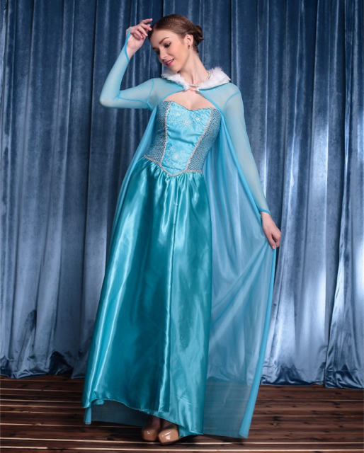 Elsa In Frozen Costume Halloween Cosplay Fancy Dress Snow Queen Uniform PQ1001
