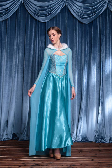 Elsa In Frozen Costume Halloween Cosplay Fancy Dress Snow Queen Uniform PQ1001