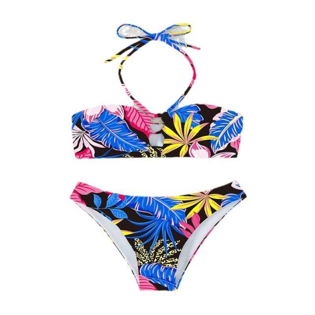 Wholesale Floral Print Bikinis For Women Low Waist Halter Swimwear PQ231365