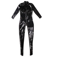 High Neck Oily Latex Ammonia Jumpsuit Woman Wetlook Rubber Catsuit PQ-GQ26