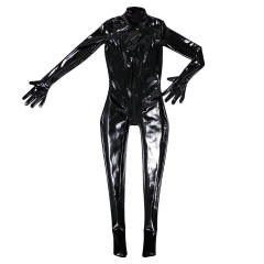 Woman Wetlook Rubber Catsuit High Neck Wholesale Latex Ammonia Jumpsuit PQ-GQ29