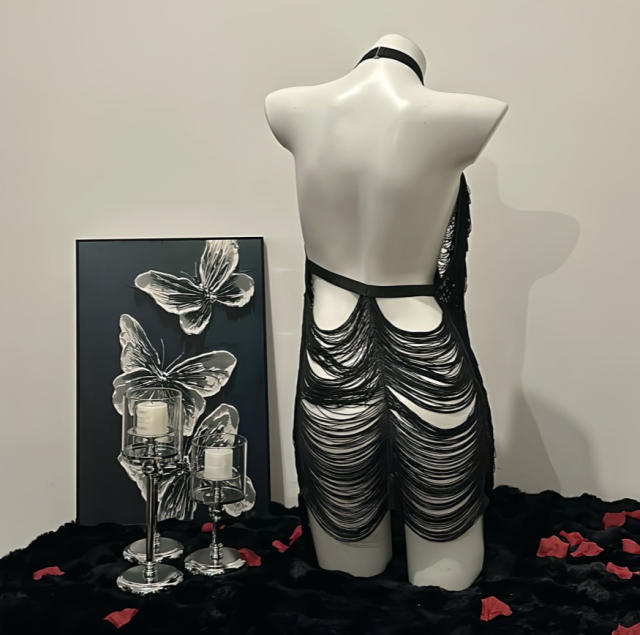 Tassle Club Dress Wholesale Halter Mini Dresses For Women PQ4013