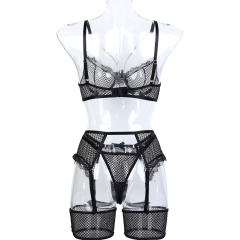 Sexy Eyelash Lace Lingerie For Women Wholesale Bra Sets PQ3617