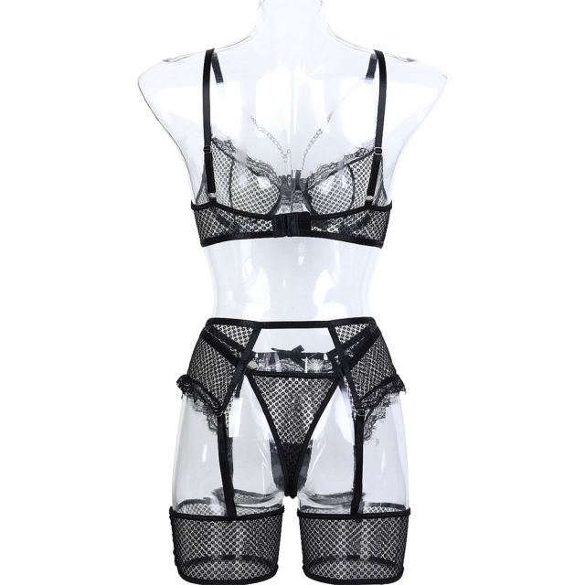 Sexy Eyelash Lace Lingerie For Women Wholesale Bra Sets PQ3617