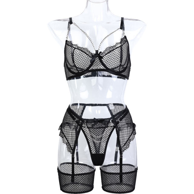 Sexy Eyelash Lace Lingerie For Women Wholesale Bra Sets PQ3617