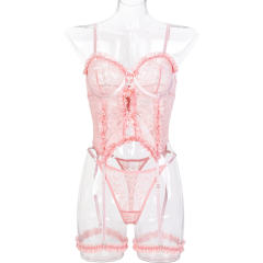 3PCS Lace Bodysuit Womens Wholesale Sexy Embroidery Teddy Lingerie PQ3435