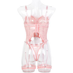 3PCS Lace Bodysuit Womens Wholesale Sexy Embroidery Teddy Lingerie PQ3435