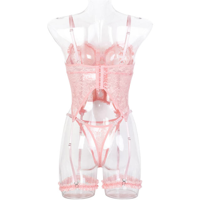 3PCS Lace Bodysuit Womens Wholesale Sexy Embroidery Teddy Lingerie PQ3435
