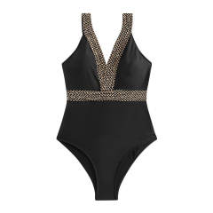 Wholesale V-neck Retro Beach Wear Vintage One Piece Swimsuit PQ38010