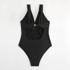 Wholesale V-neck Retro Beach Wear Vintage One Piece Swimsuit PQ38010