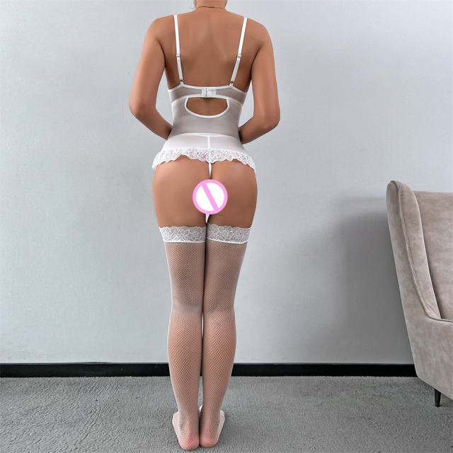 4PCS Embroidery Teddy Lingerie For Women Wholesale Mesh Bodysuit PQ3601