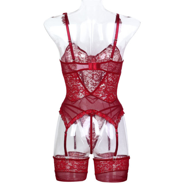 4PCS Lace Bodysuit Womens Wholesale Bustiers Sexy Teddy Lingerie PQ3573