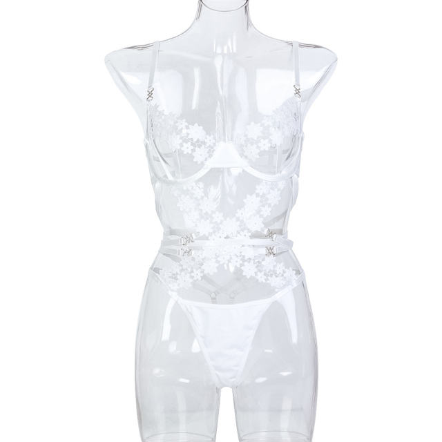 Sexy Embroidery Teddy Lingerie Wholesale Mesh Bodysuit For Women PQ3585