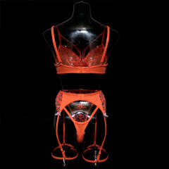 Orange Lace Bodysuit Women Wholesale Sexy Embroidery Teddy Lingerie PQ3565