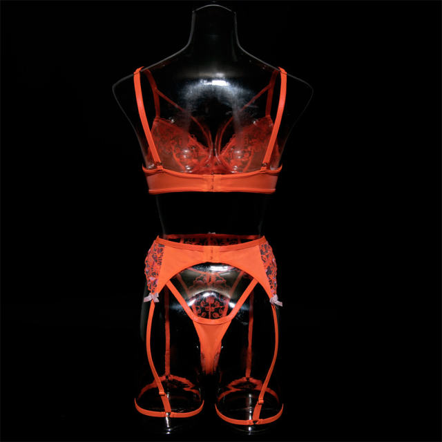 Orange Lace Bodysuit Women Wholesale Sexy Embroidery Teddy Lingerie PQ3565