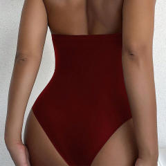 Wholesale Solid Color Swimwear Halter Monokini One Piece Swimsuit PQ-YQ0806