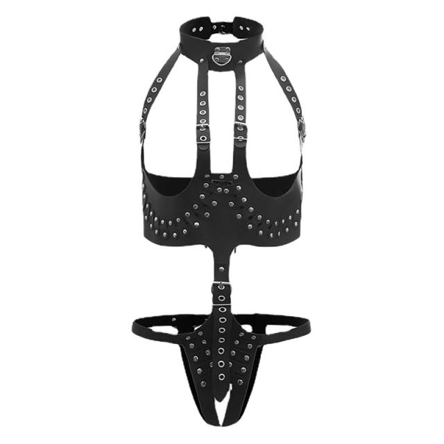 Faux Leather Steampunk Lingerie Women PU Sexy Fetish Wear PQSH096