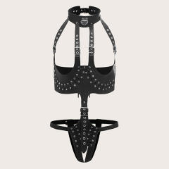 Faux Leather Steampunk Lingerie Women PU Sexy Fetish Wear PQSH096