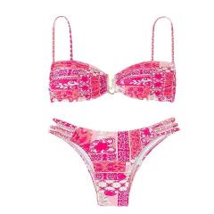 Wholesale Digital Print Bikinis For Women Low Waist Bandeau Swimwear PQ2419