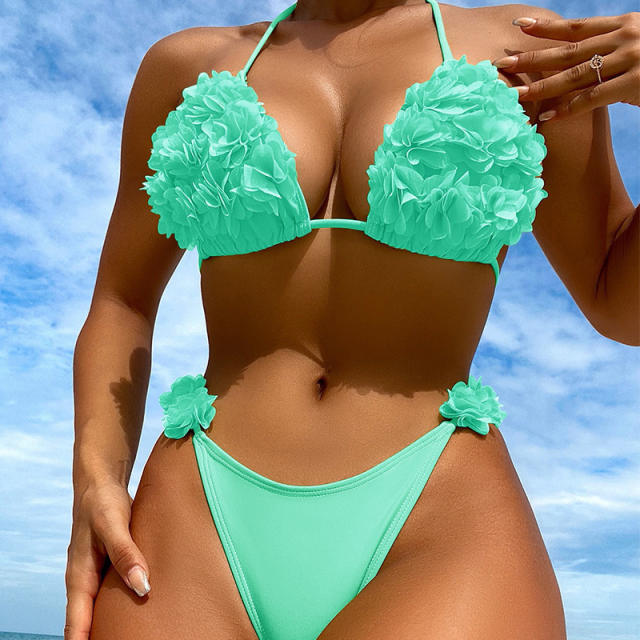 Wholesale Flower Petal Micro Bikinis Women Low Waist Swimwear PQ234001