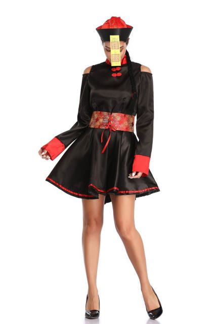Chinese Jiang Shi Costume Qing Dynasty Official Uniform Zombies Cosplay Outfits PQ81029