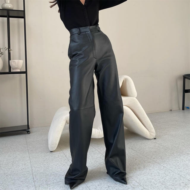 Woman Faux Leather Pencil Pants DS PU Trousers Steampunk Leggings PQK8005